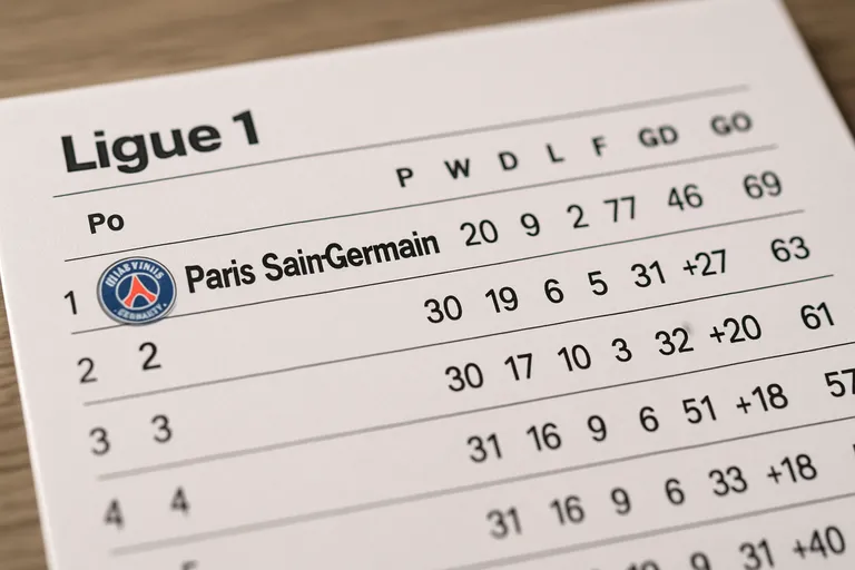 Actuele PSG-standings in één oogopslag