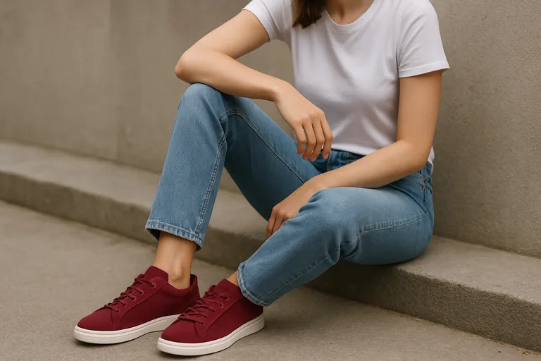 Stijladvies: zo combineer je bordeaux rode sneakers
