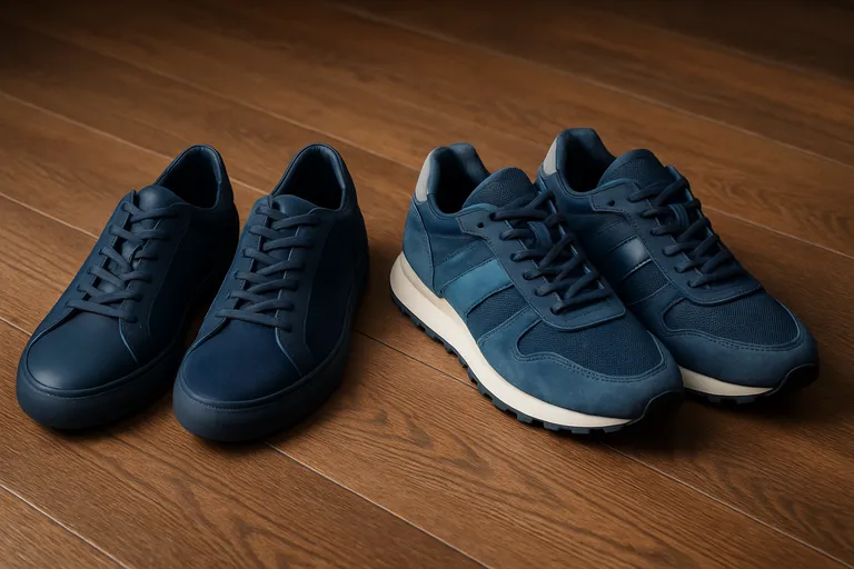 Types en materialen van blauwe heren sneakers