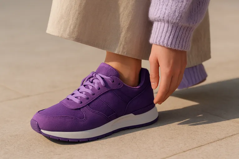 Zo laat je paarse sneakers elke look stralen, van lila tot diep violet